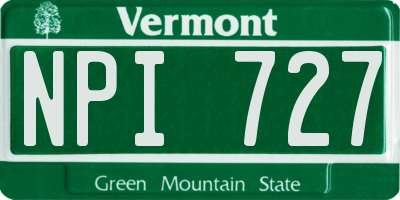 VT license plate NPI727
