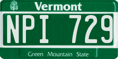 VT license plate NPI729