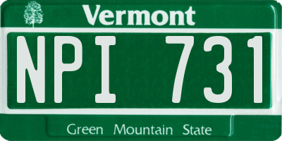 VT license plate NPI731