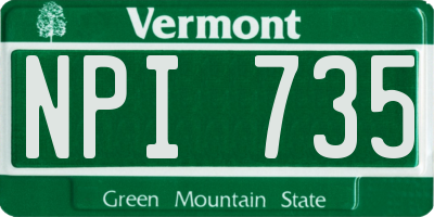 VT license plate NPI735