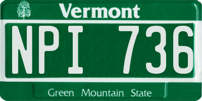VT license plate NPI736