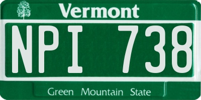 VT license plate NPI738