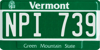 VT license plate NPI739