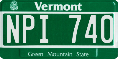 VT license plate NPI740