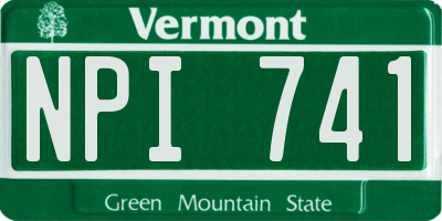 VT license plate NPI741