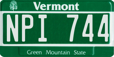 VT license plate NPI744