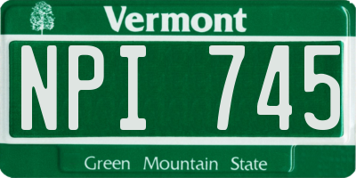 VT license plate NPI745