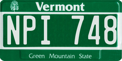 VT license plate NPI748