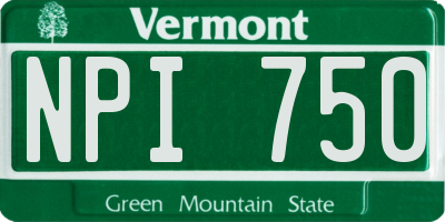 VT license plate NPI750