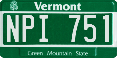 VT license plate NPI751