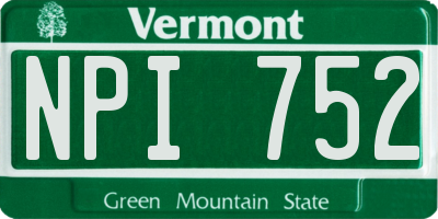 VT license plate NPI752