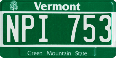 VT license plate NPI753
