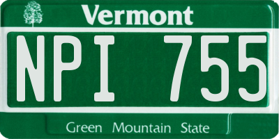 VT license plate NPI755