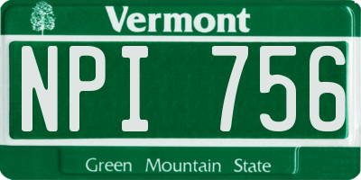 VT license plate NPI756