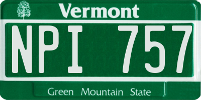VT license plate NPI757