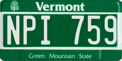 VT license plate NPI759
