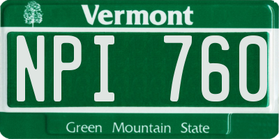 VT license plate NPI760