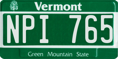 VT license plate NPI765