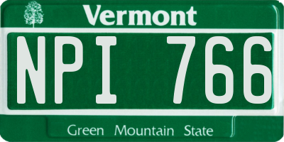 VT license plate NPI766