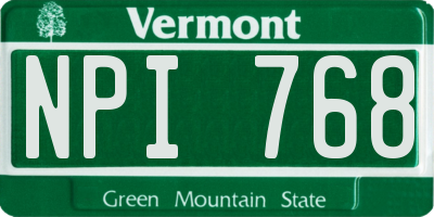 VT license plate NPI768