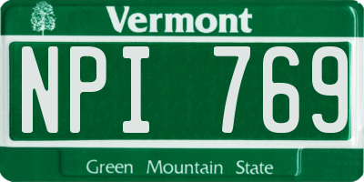 VT license plate NPI769
