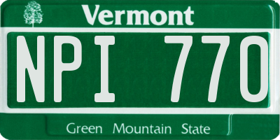VT license plate NPI770