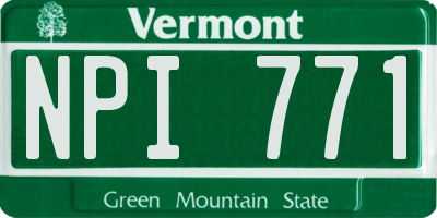 VT license plate NPI771