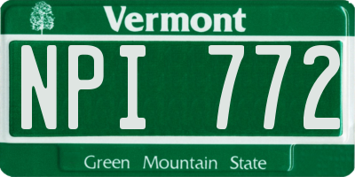 VT license plate NPI772