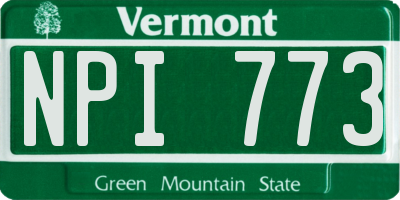 VT license plate NPI773