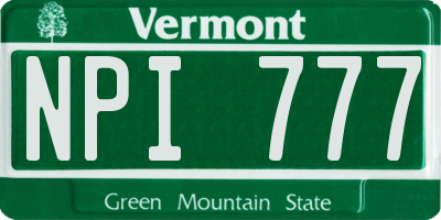 VT license plate NPI777