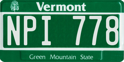 VT license plate NPI778