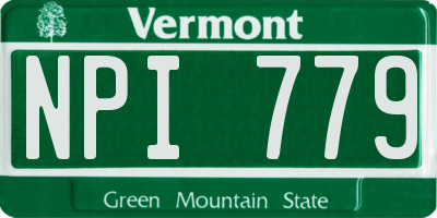 VT license plate NPI779