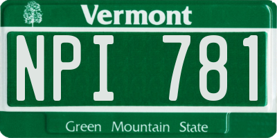 VT license plate NPI781