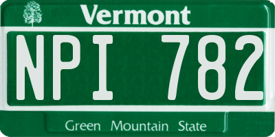 VT license plate NPI782