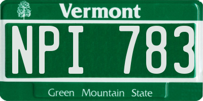 VT license plate NPI783
