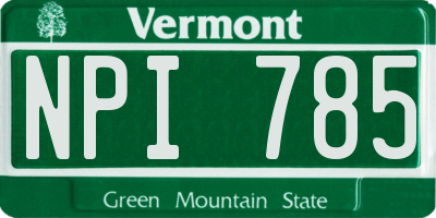 VT license plate NPI785