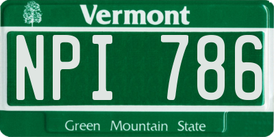 VT license plate NPI786
