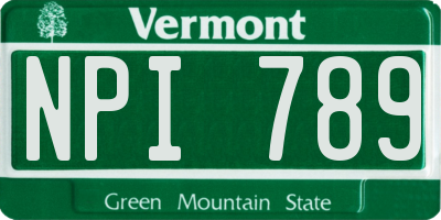 VT license plate NPI789