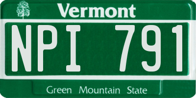VT license plate NPI791