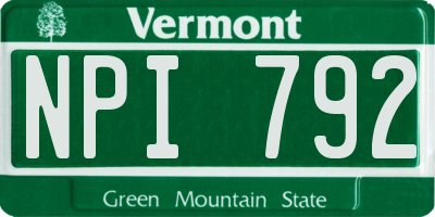 VT license plate NPI792