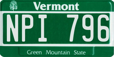 VT license plate NPI796