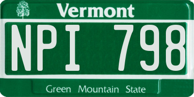 VT license plate NPI798