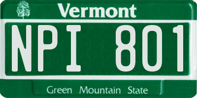 VT license plate NPI801