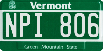 VT license plate NPI806