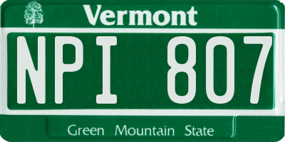VT license plate NPI807