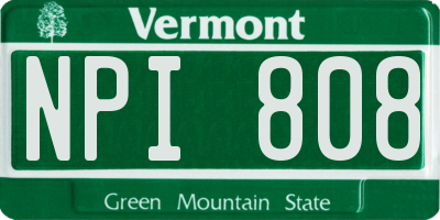 VT license plate NPI808
