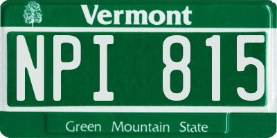 VT license plate NPI815