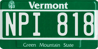 VT license plate NPI818