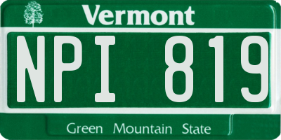 VT license plate NPI819