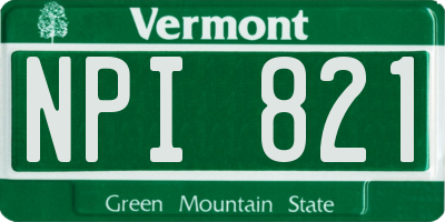 VT license plate NPI821